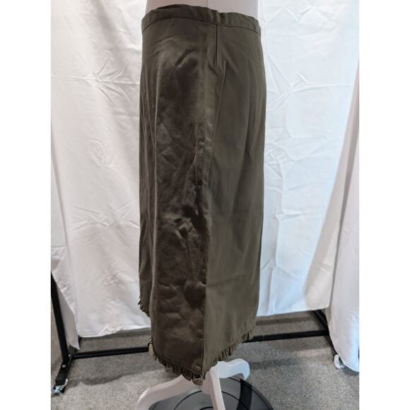 Old Navy Women's Size Medium Pencil Skirt Cotton blend Ruffle khaki Olive Green - Picture 3 of 11
